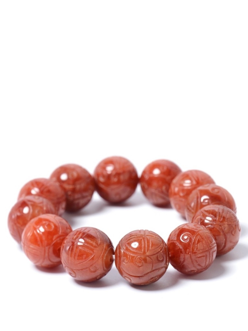 Red Jade Carved Beads